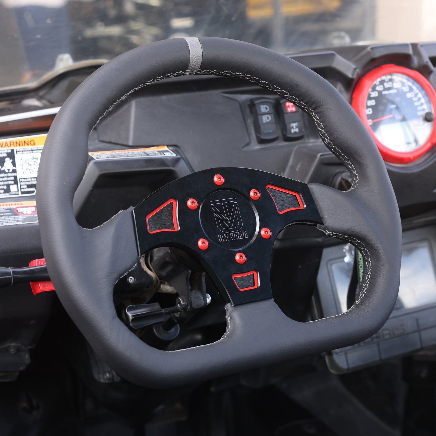 UTVMA DriftX Leather Steering Wheel With Hub (Polaris, Can Am Models)