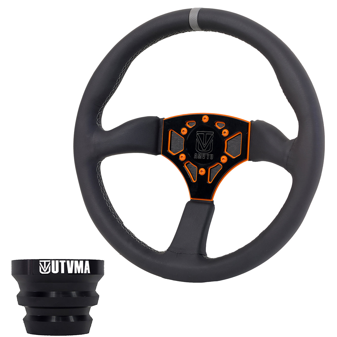 UTVMA Octane Leather Steering Wheel With Hub (Polaris, Can Am Models)