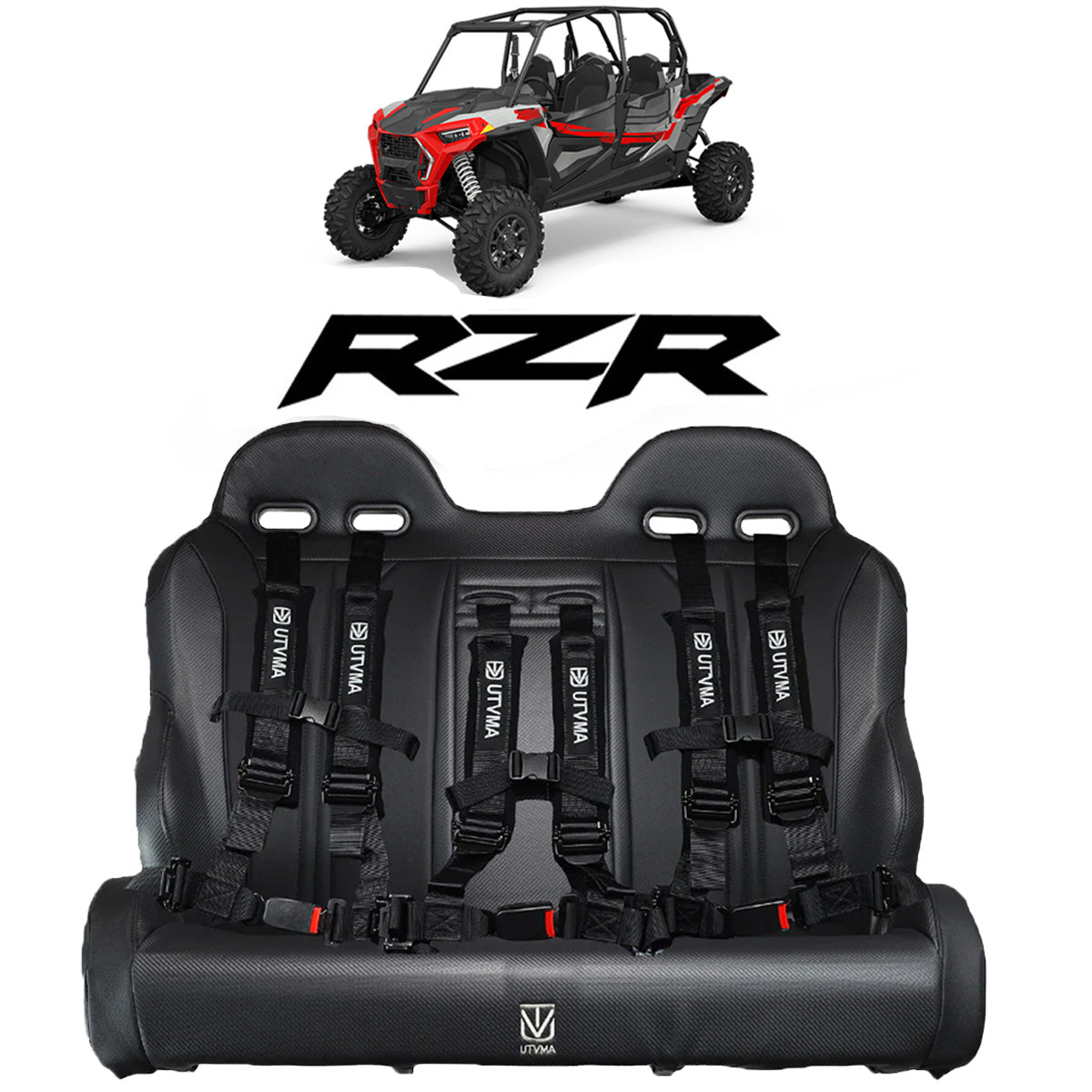 Rear Bench Seat W Harnesses for RZR 4 1000/900 (2014-2023)