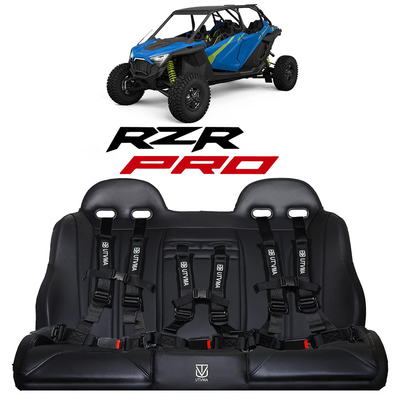 RZR 4 PRO (Turbo R, Pro R, Pro) Rear Bench Seat W Harnesses (2020-2024)